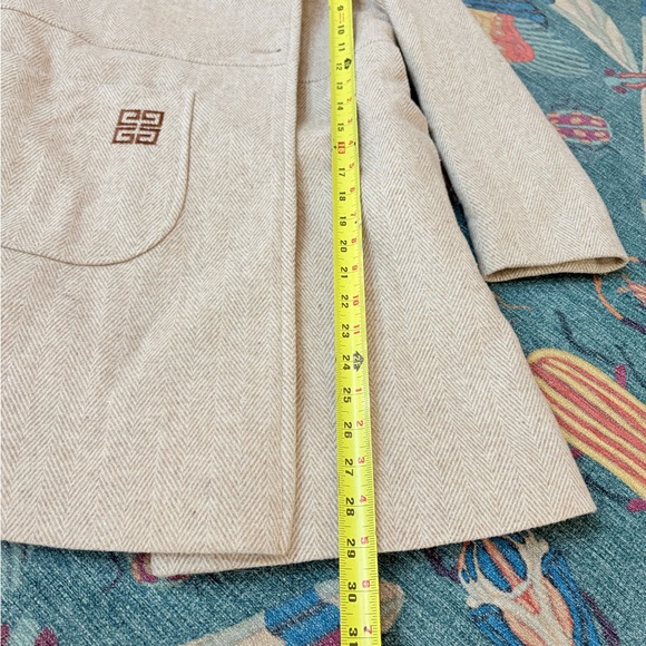 Vintage 60s 70s Givenchy wool herringbone peacoat with embroidered insignia 6 - Picture 7 of 12
